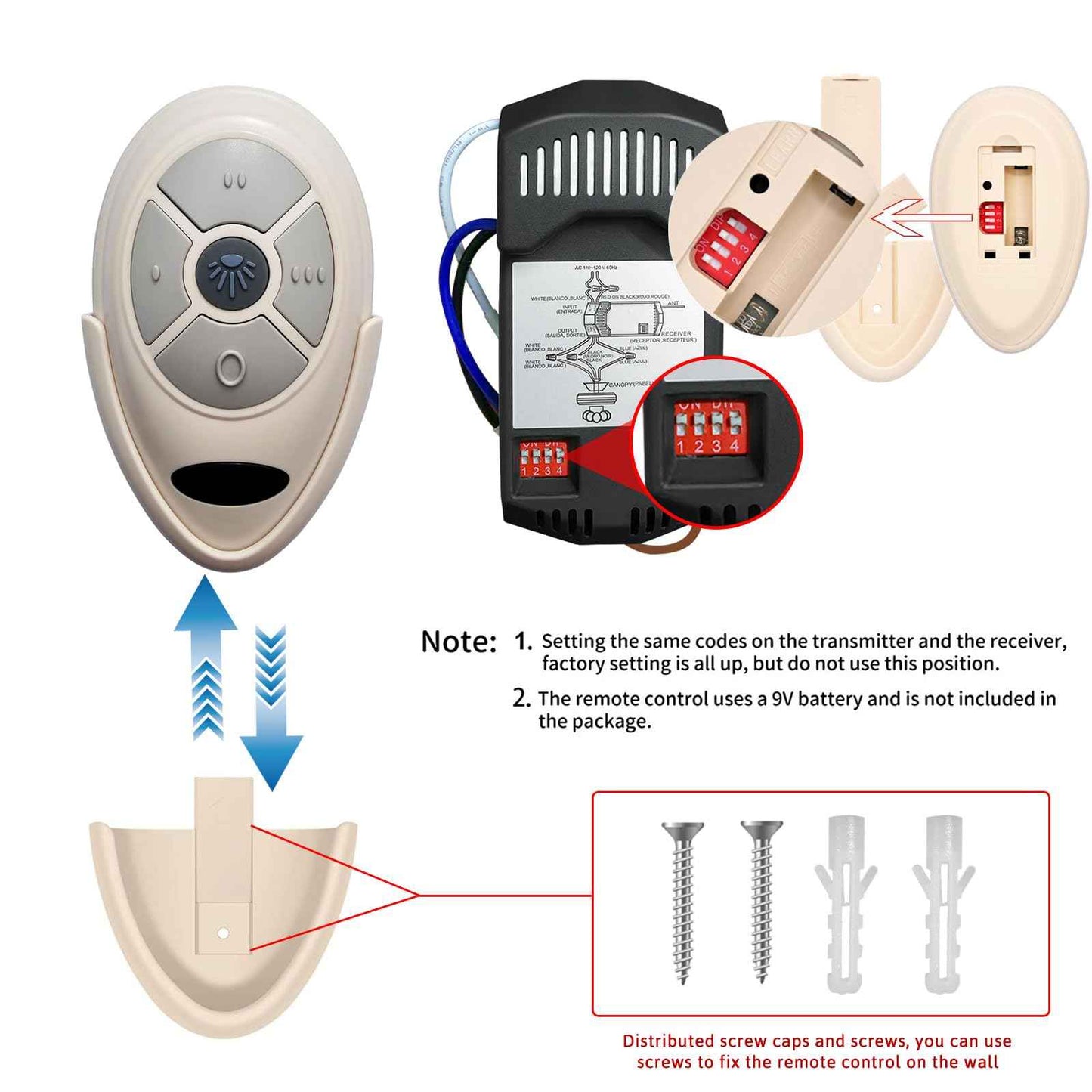 Universal Ceiling Fan Remote Control Kits with Light Dimmer 3 Speed Fan Controller Replacement for Hampton Bay Hunter Harbor Breeze Westinghouse Honeywell & More FAN-35T KUJCE9603 L3HFAN35T1