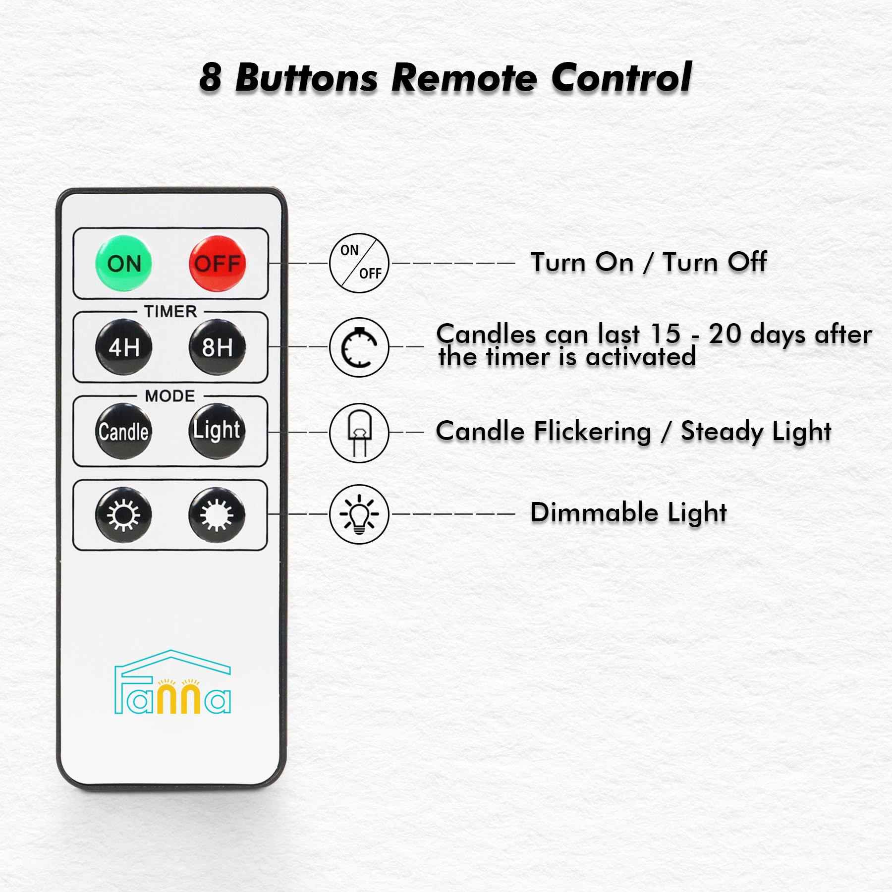 Fanna Flameless Taper Candles with Timer, Battery Operated Led Candle Sticks Real Wax Finished, Remote and Batteries Included - H 11" Set of 4 (Red)