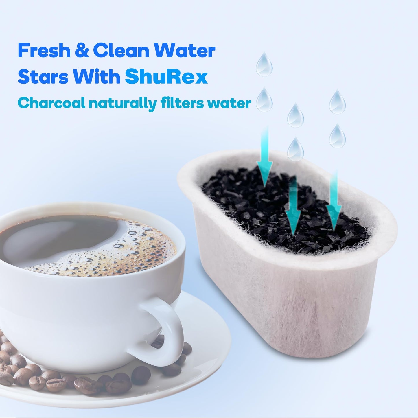 12 Pack Replacement Activated Charcoal Water Filter Cartridges for Beautiful 14-cup Programmable Drip Coffee Maker, Premium Water Filtration Pods Compatible with Drew Barrymore coffee makers