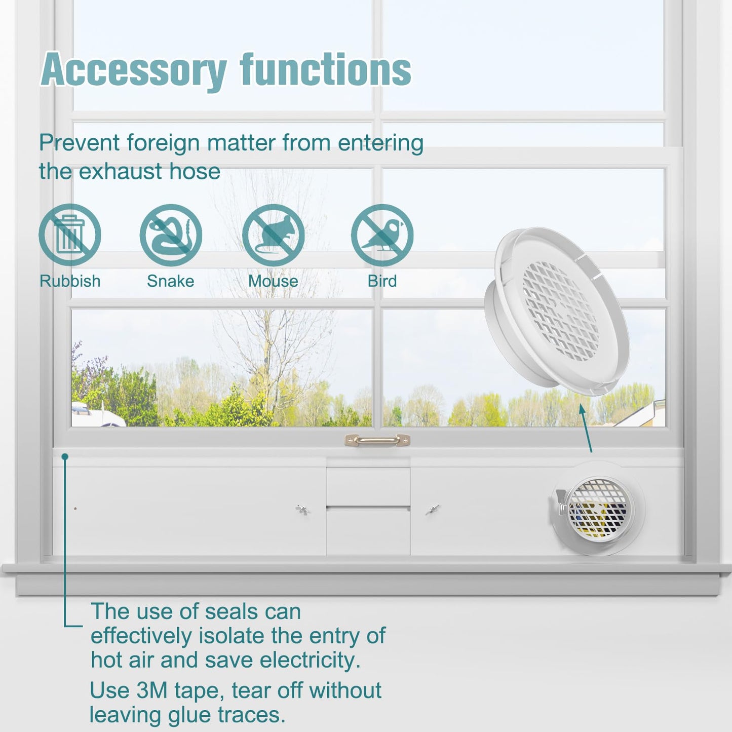 HOXHA Window Duct Kit Dryer Window Vent Kit for 4” Ducting Dryer Vent Hose, Sliding Window Vent Kit Fit with Dryer, Inline Duct Fans, Grow Tents