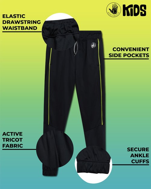 Body Glove Boys Sweatpants - 4 Pack Performance Tricot Boys Joggers with Drawstring Waist - Kids Soft Stretch Athletic Pants, Size 14-16, Black/Grey/Black/Navy