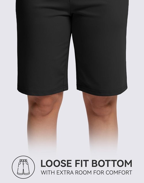 G GRADUAL Bermuda Shorts for Women - High Waisted, Knee Length with Pockets for Athletic Workouts
