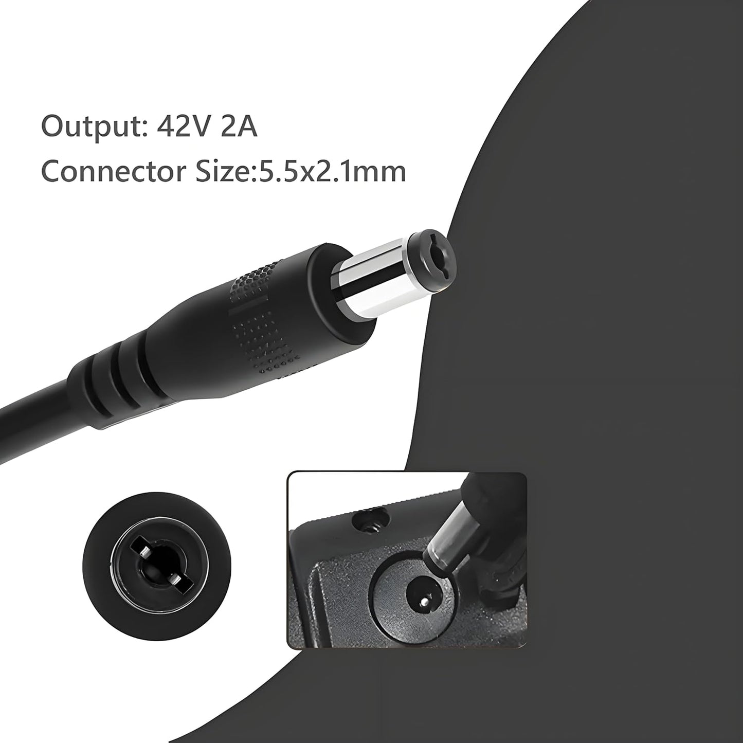 UL Listed 42V 2A Electric Scooter Charger - Compatible 36V Hoverboard Charger with 5 Plugs