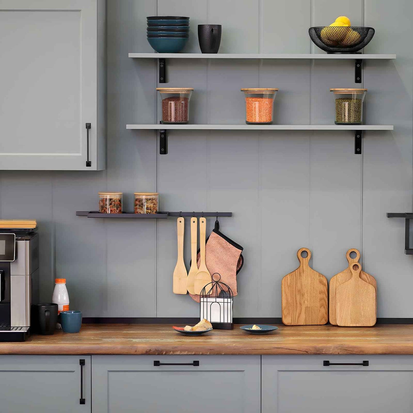 AISINYI 10" x 8" Metal Shelf Brackets, Heavy Duty L Hanging Angle Brackets, Iron Wall Bracket for Countertop Support, Corner Brace Joint, Black, 4 PCS