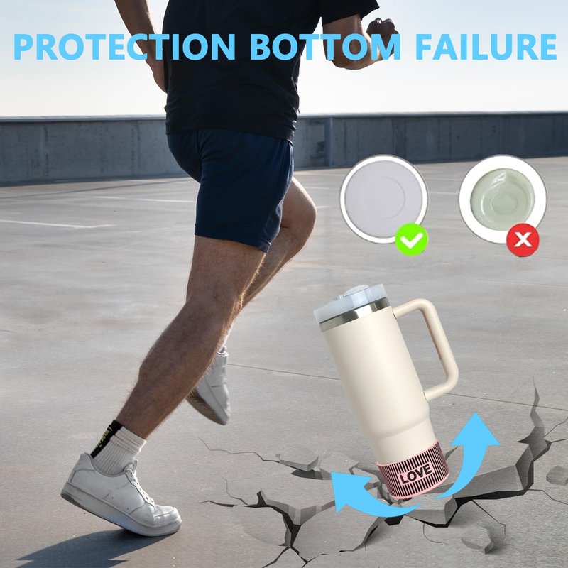 GENLEAS Cherry Print Protective Silicone Boot Cover for Stanley Cup 20oz-40oz, for Hydro Flask Water Bottle 12oz-24oz, Anti-Slip Sleeve for Bottles/Tumblers with 2.88-2.97in Bottom(1White)