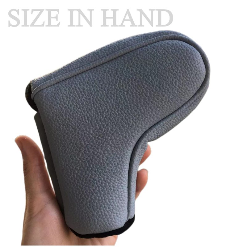 NEwoilkwo Magnetic Golf Blade Putter Head Cover, Compact Size, Grey-Blue, Fits for All Brand - Protect Golf Clubs