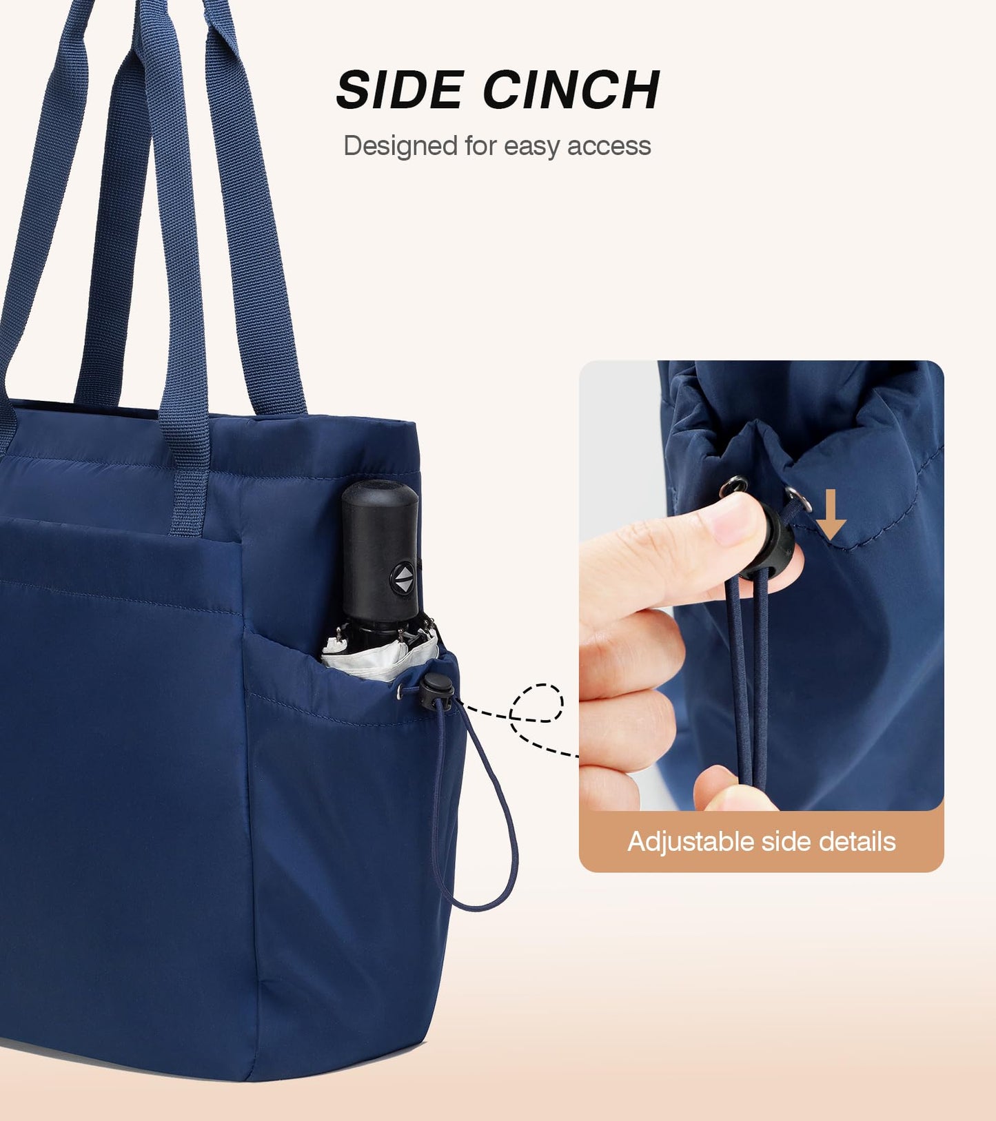 Marvolia Large Tote Bag for Women, Navy Blue