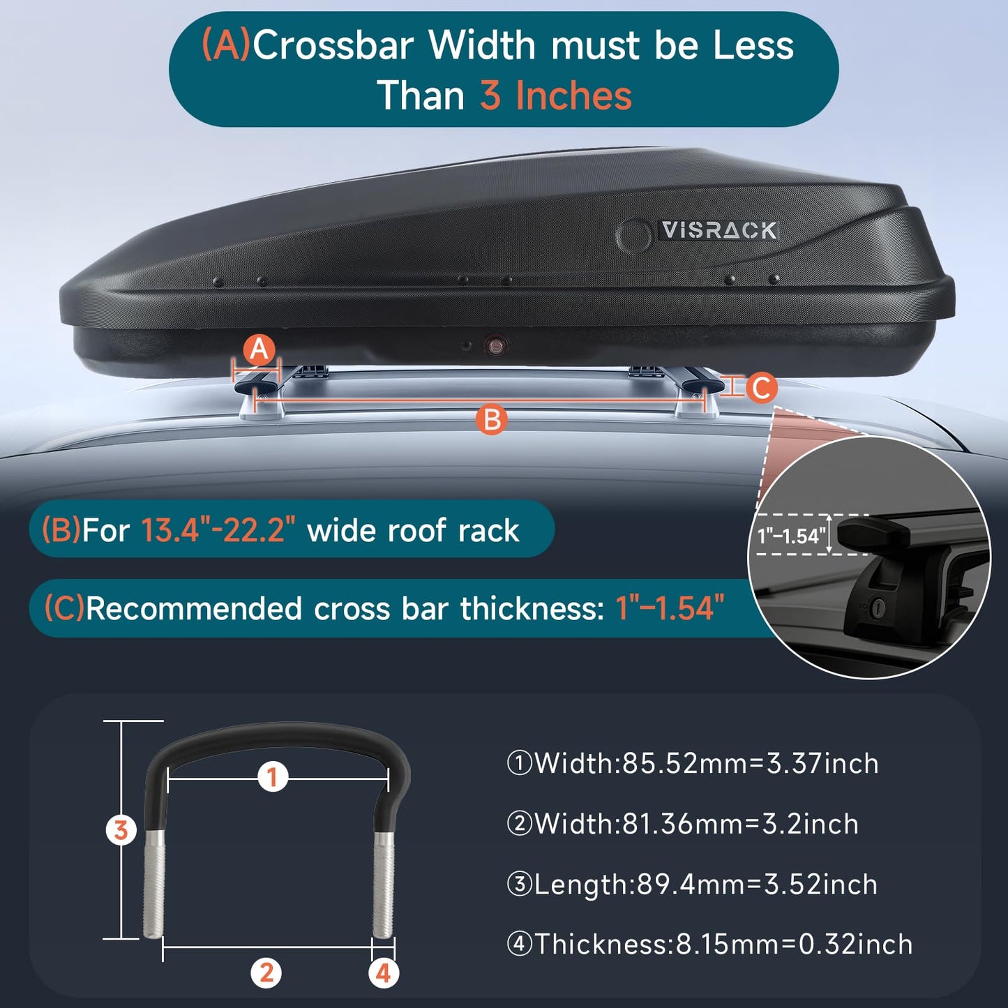 Rooftop Cargo Box, 13 Cubic Ft, for Family Travel and Road Trips, Black
