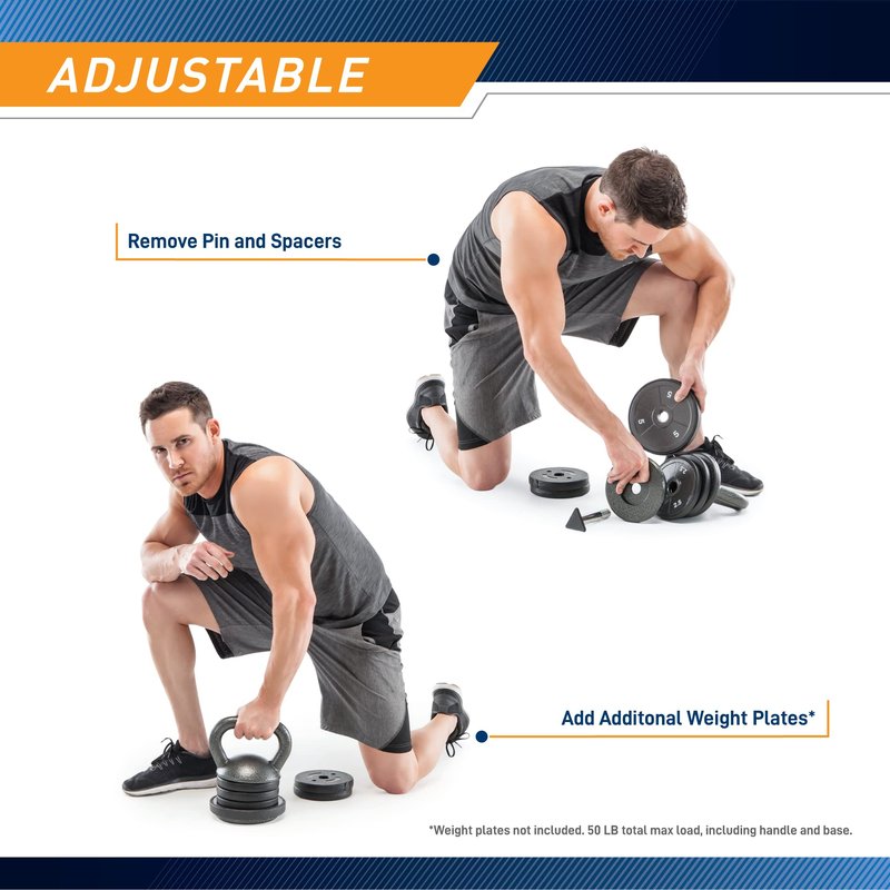 Apex Adjustable Heavy-Duty Kettlebell Weight for Strength Training and Weightlifting, Ideal Home Gym Equipment, Cast Iron, Grey APKB-5009