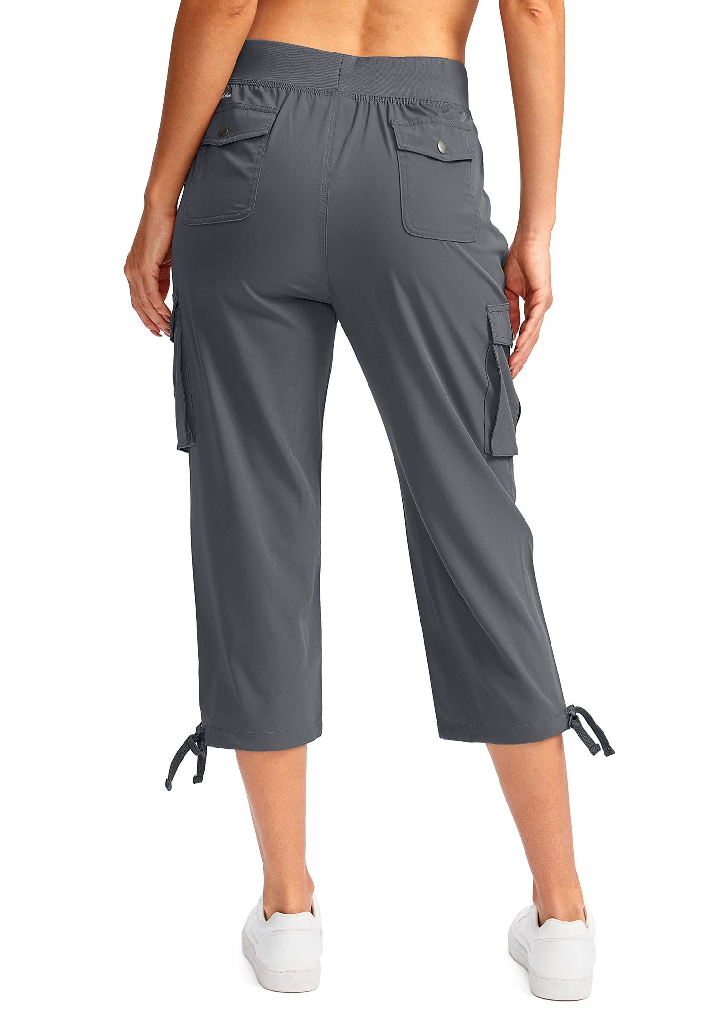Soothfeel Women's Cargo Capris Pants with 6 Pockets Lightweight Quick Dry Travel Hiking Summer Pants for Women Casual (Deep Grey, XXL)
