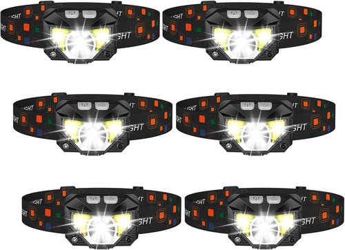 LHKNL Rechargeable Headlamp Flashlight - 1100 Lumen Brightness | 6-Pack Set for Outdoor Use