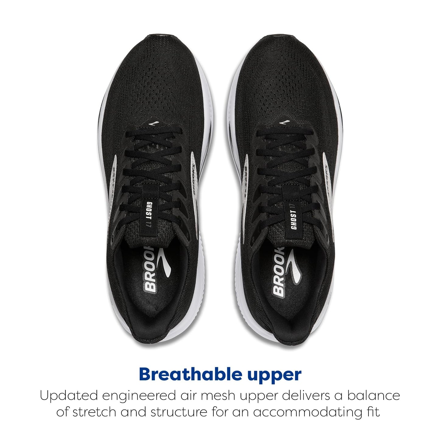Brooks Women’s Ghost 17 Neutral Running Shoe - Black/Grey/White - 10 Medium