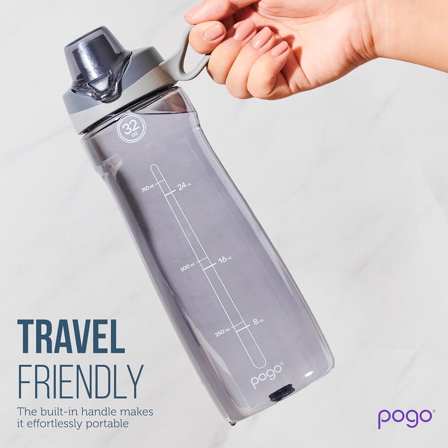 Pogo Water Bottle - Reusable BPA-Free Plastic with Chug Lid & Carry Handle | 18oz, 32oz, 40oz, 64oz
