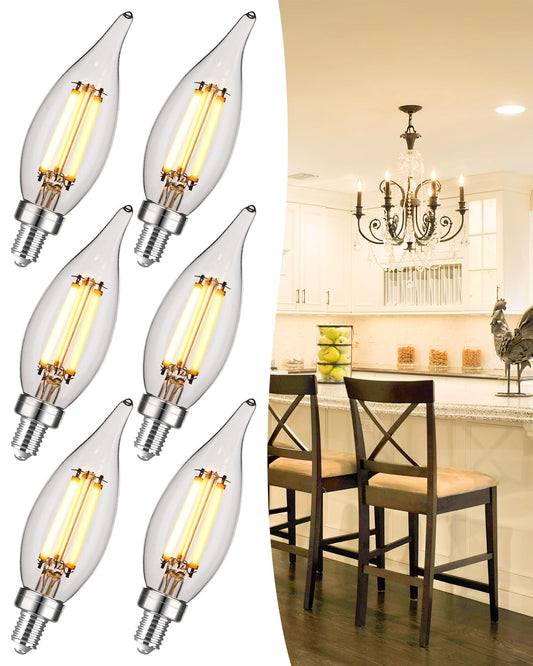 OMED E12 LED Candelabra Bulb 100 Watt Equivalent, 2700K Soft White, Dimmable LED Chandelier Light Bulbs, 7W 1000 Lumen Clear Candle Light Bulb for Living Room, Light Fixture, 6 Pack