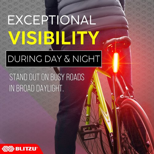 BLITZU Cyborg 200T Bike Lights Taillight USB-C Rechargeable LED Rear Bicycle Light for Night Riding, Cycling Safety Reflector Accessories, Powerful Back Light for Men, Women, Kids