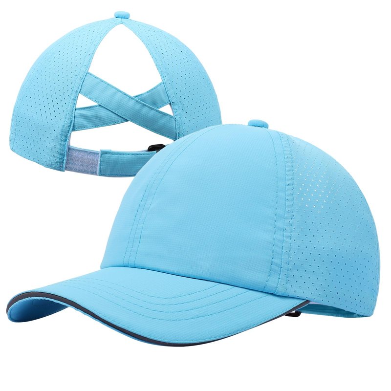 Girls Criss Cross Ponytail Hat Mesh Baseball Cap Kids Quick Dry Ponycap Hats Outdoor Summer Sports Hat Age 7-12