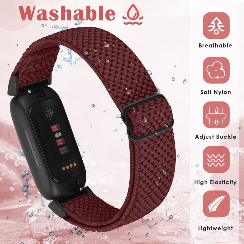 Bcuckood Compatible with Fitbit Inspire 3/Inpsire 2/Inspire/Inpsire HR/Ace 2/Ace 3 Bands, Elastic Adjustable Replacement Wristband Women Men Kids Stretchy Soft Sport Nylon Loop Straps