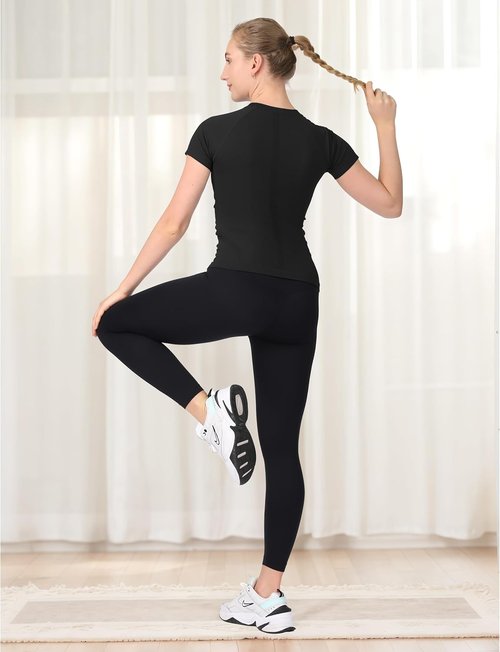 MathCat Seamless Workout Tops for Women - Breathable Short Sleeve Yoga & Running Shirts | XS-XL