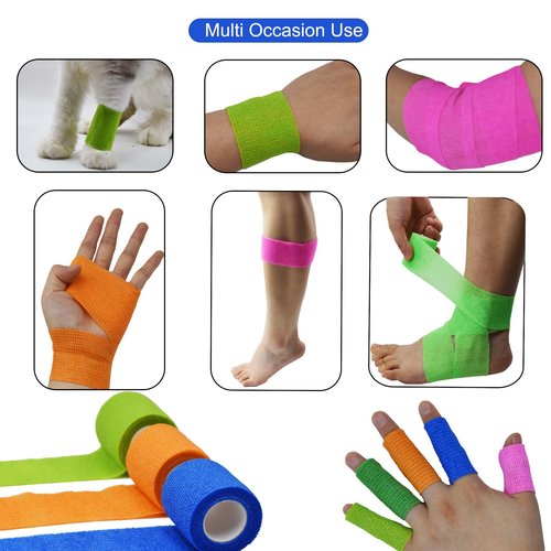 TGANNYOCR 40 Rolls Self Adhesive Bandage Wrap Bulk Breathable Athletic Tape Elastic Cohesive Bandage Adhesive Wrap Roll for Sports Wrist Ankle, 2 Inch x 5 Yard (Multi Colors)