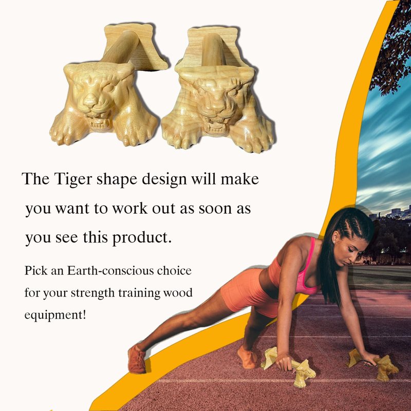 Tiger Power,Wood Pushup Bars Non-Slip Base Exercise Home.