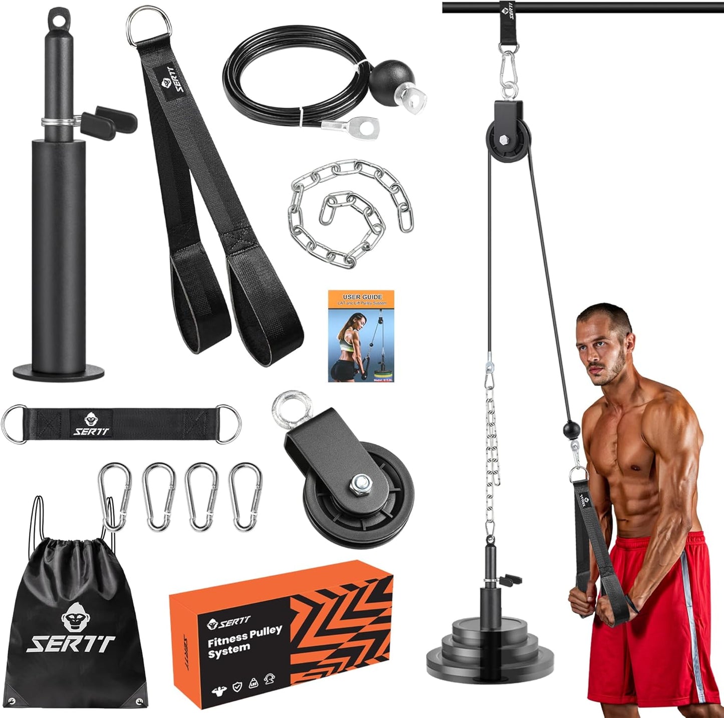 SERTT Weight Cable Pulley System - Upgraded 2-in-1 Loading Pin for Tricep, Bicep, and Shoulder Workouts