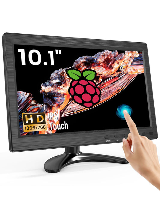 Eyoyo 10.1 inch Security Monitor 1366x768 Resolution, Small HDMI Monitor Supporting HDMI VGA AV BNC USB Input, Small Screen with Built-in Speakers for PC CCTV Camera NVR (EM101ADC)