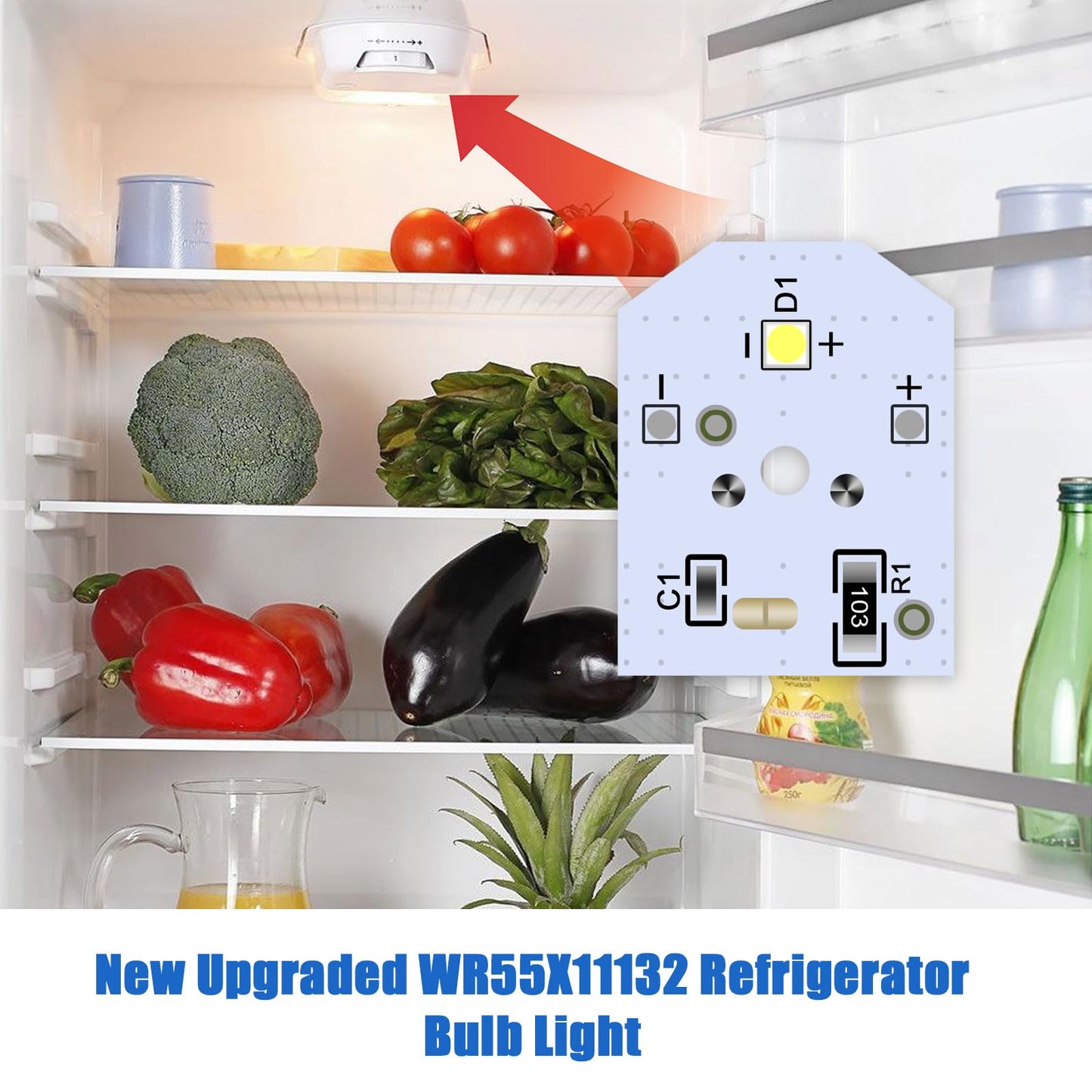 New Upgraded WR55X11132 WR55X25754 GE Refrigerator LED Light Bulb Replace WR55X30602 WR55X26486 PS4704284 3033142 EAP12172918 AP6261806(2 Pack)