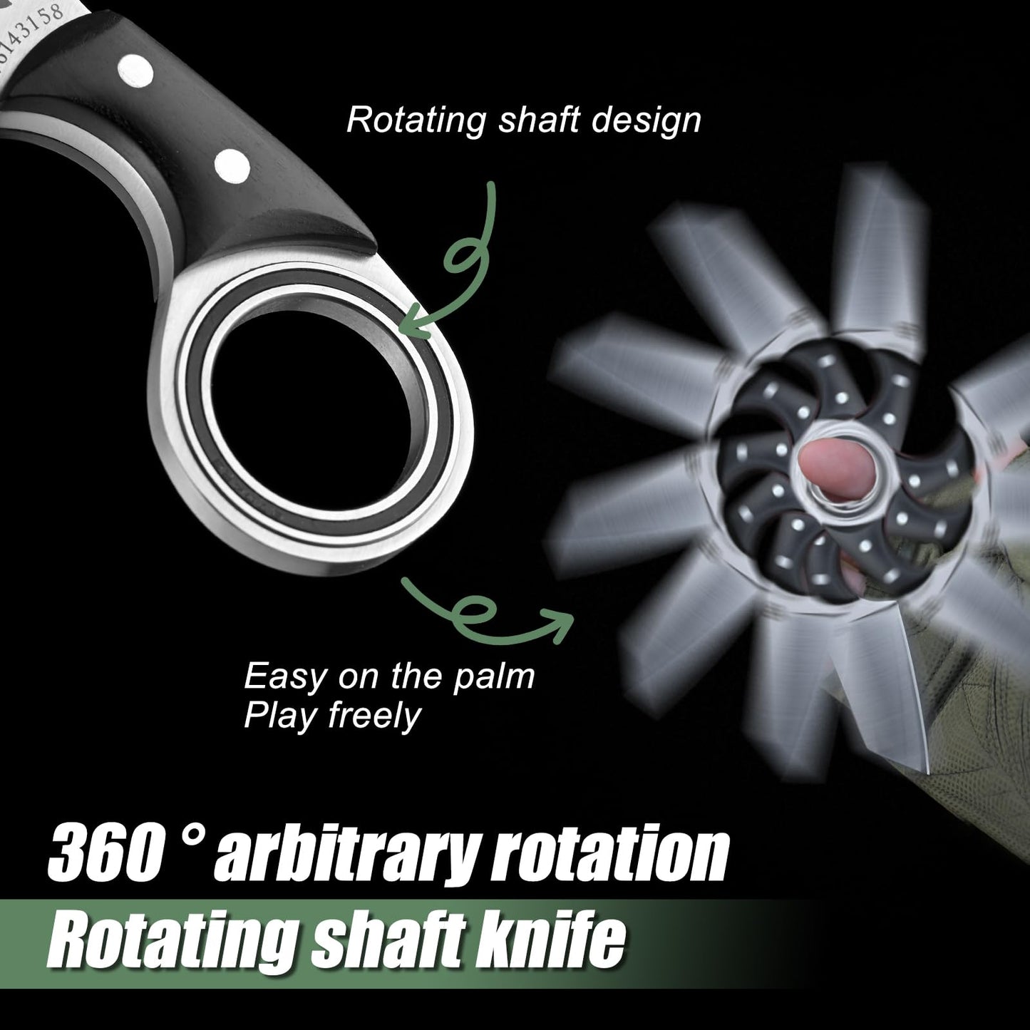 LEASUR Small Pocket Knife with Mechanical Arm and Wooden Sheath, Fixed Blade Knife For Keychain, Box Cutter, Fishing, Camping Tactical Knives, Cool Gadgets for Men (Green)