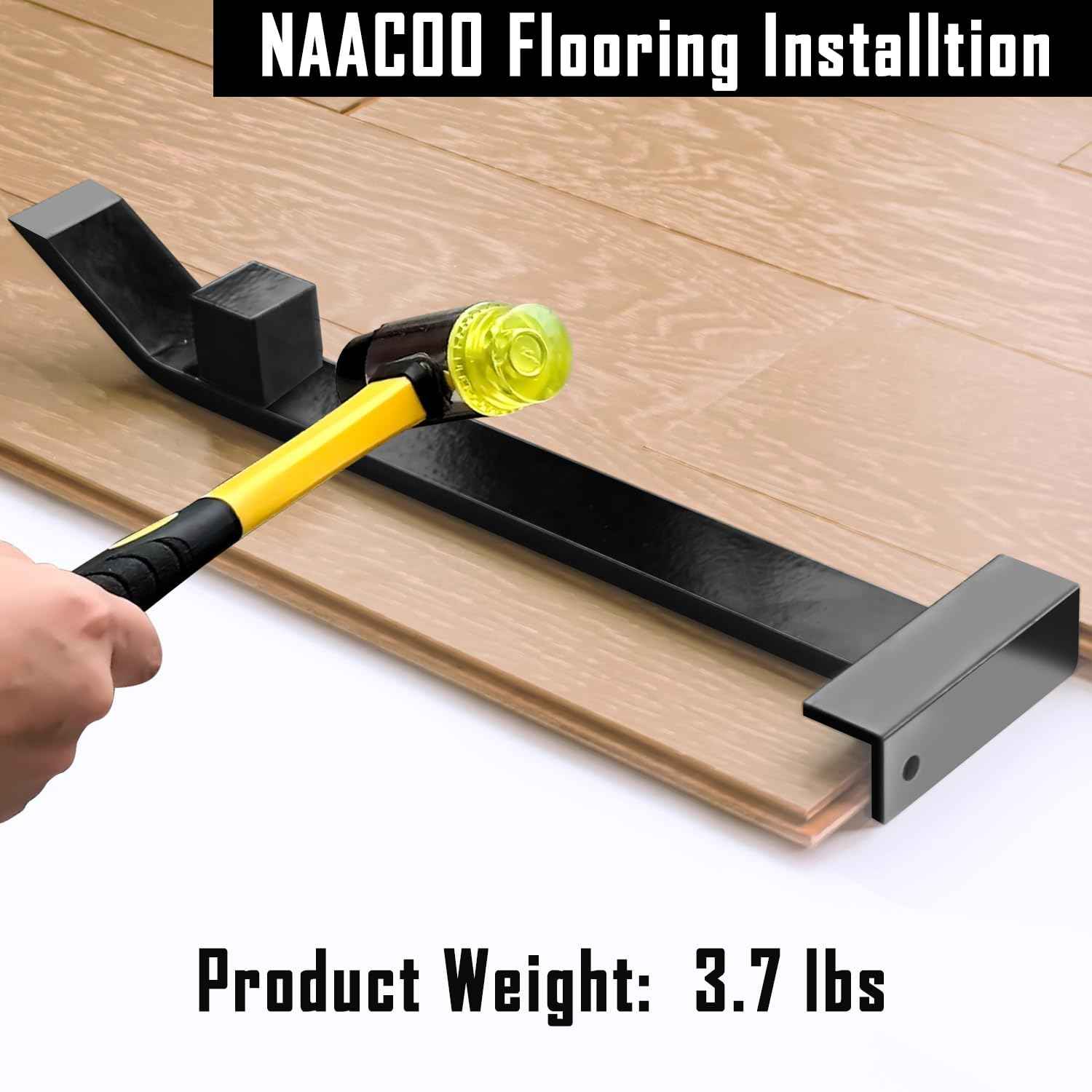 Heavy Duty Pull Bar and Pry Bar, NAACOO Flooring Tools, Weight 3.7lb/Solid Square Steel Block & Steel Angle Hammering Durable, Fully Felted Bottom - Professional Pull Bar Flooring Tool.