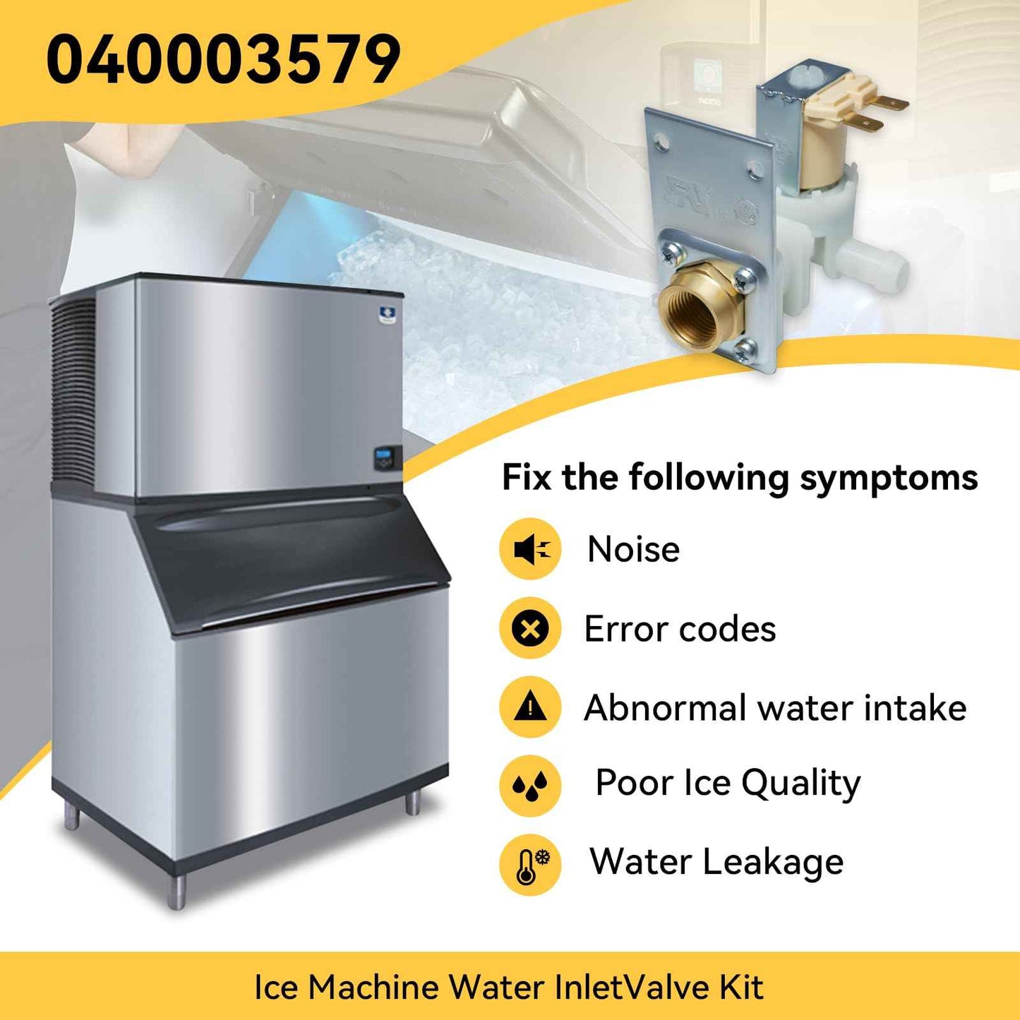 040003579 Ice Machine Water Inlet Valve Compatible with Manitowoc Ice Machines, Replacement Part 040003579 MAN040003579 33129042