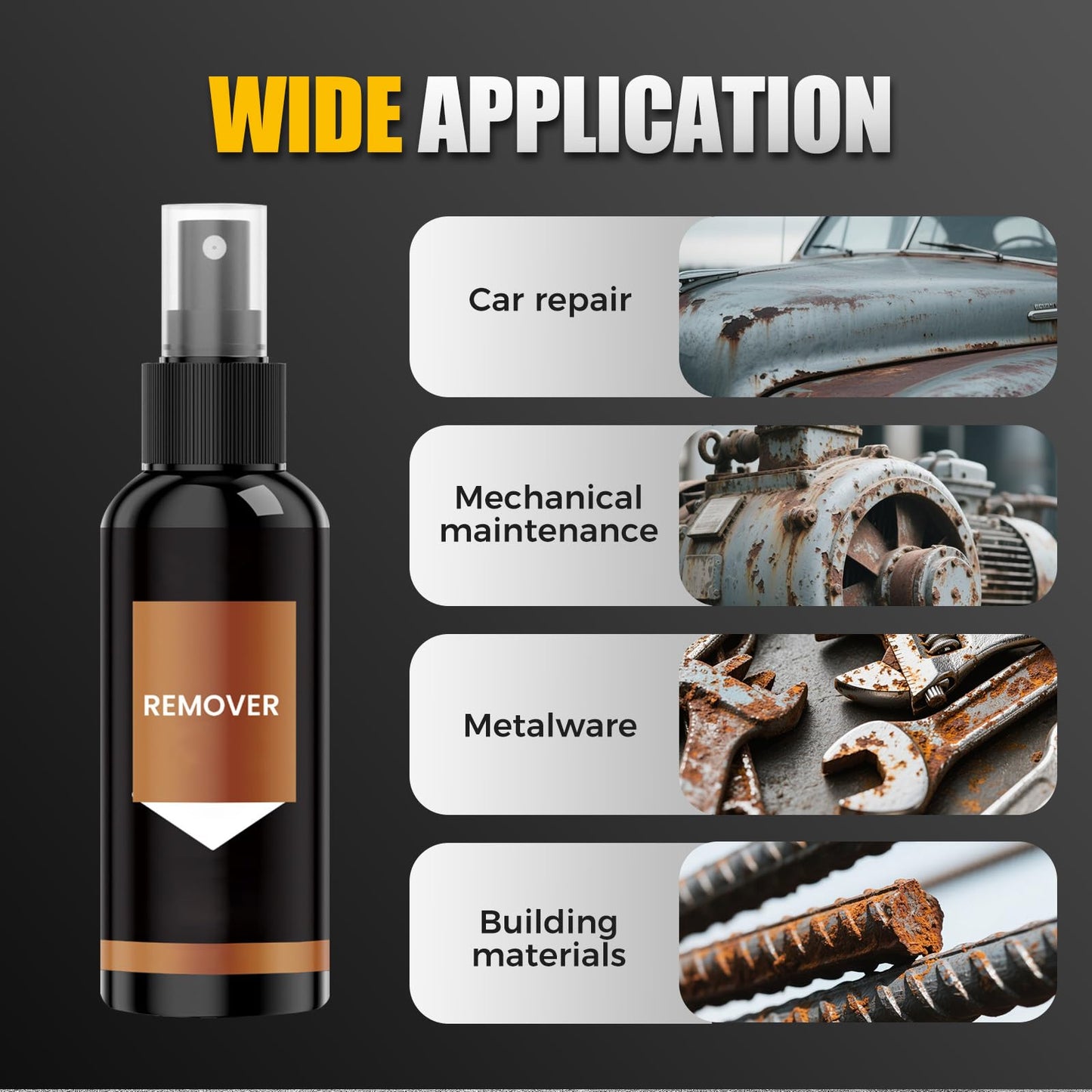 Feeon Rust Remover Spray Heavy Duty Metal Cleaner, 2025 New Fast Acting Metal Cleaner, Heavy Duty Rust Dissolver for Cars, Tools, Garage Workshop (2)
