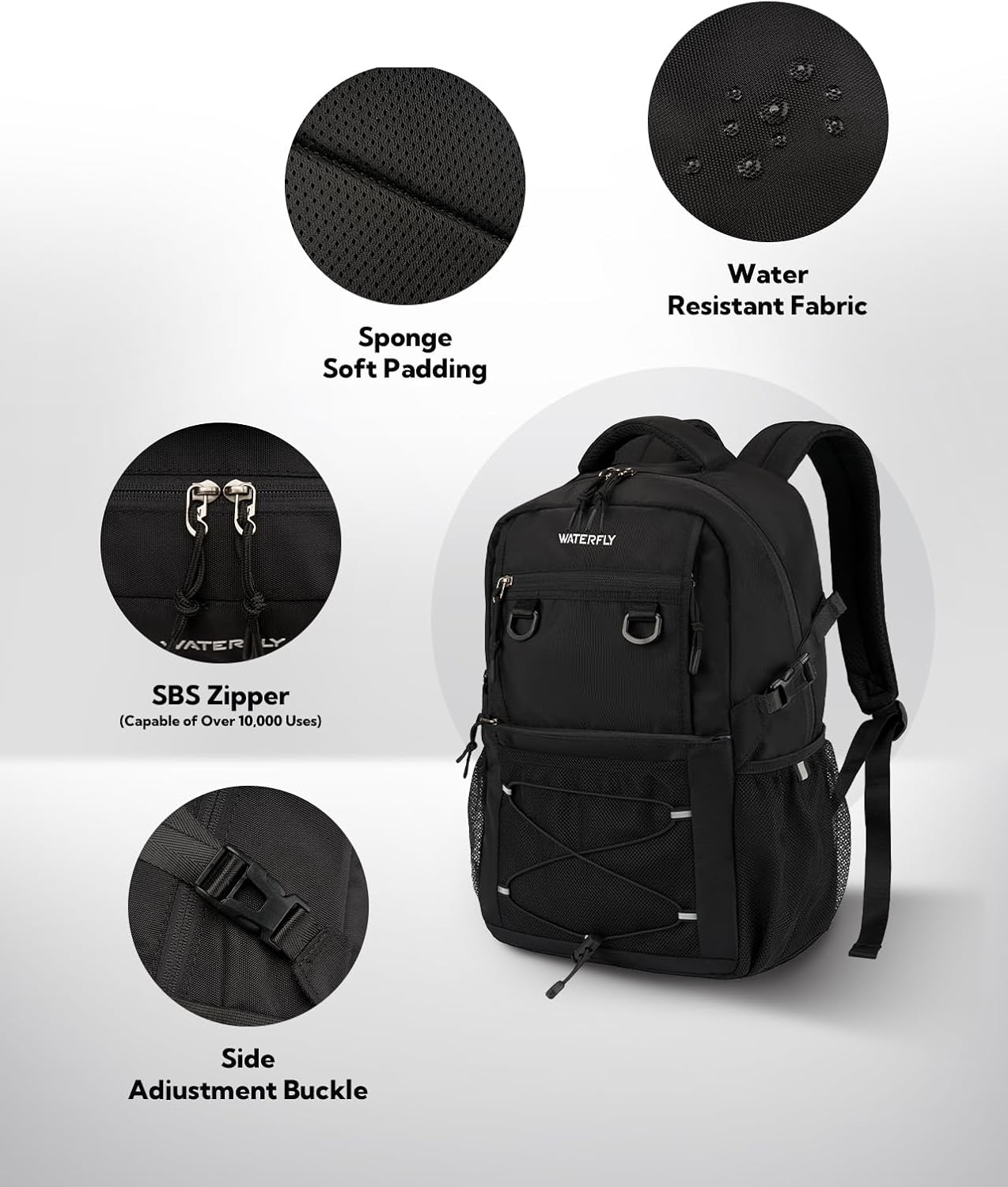 WATERFLY Lightweight 22L Travel Hiking Backpack - Versatile Casual Daypack for Men & Women