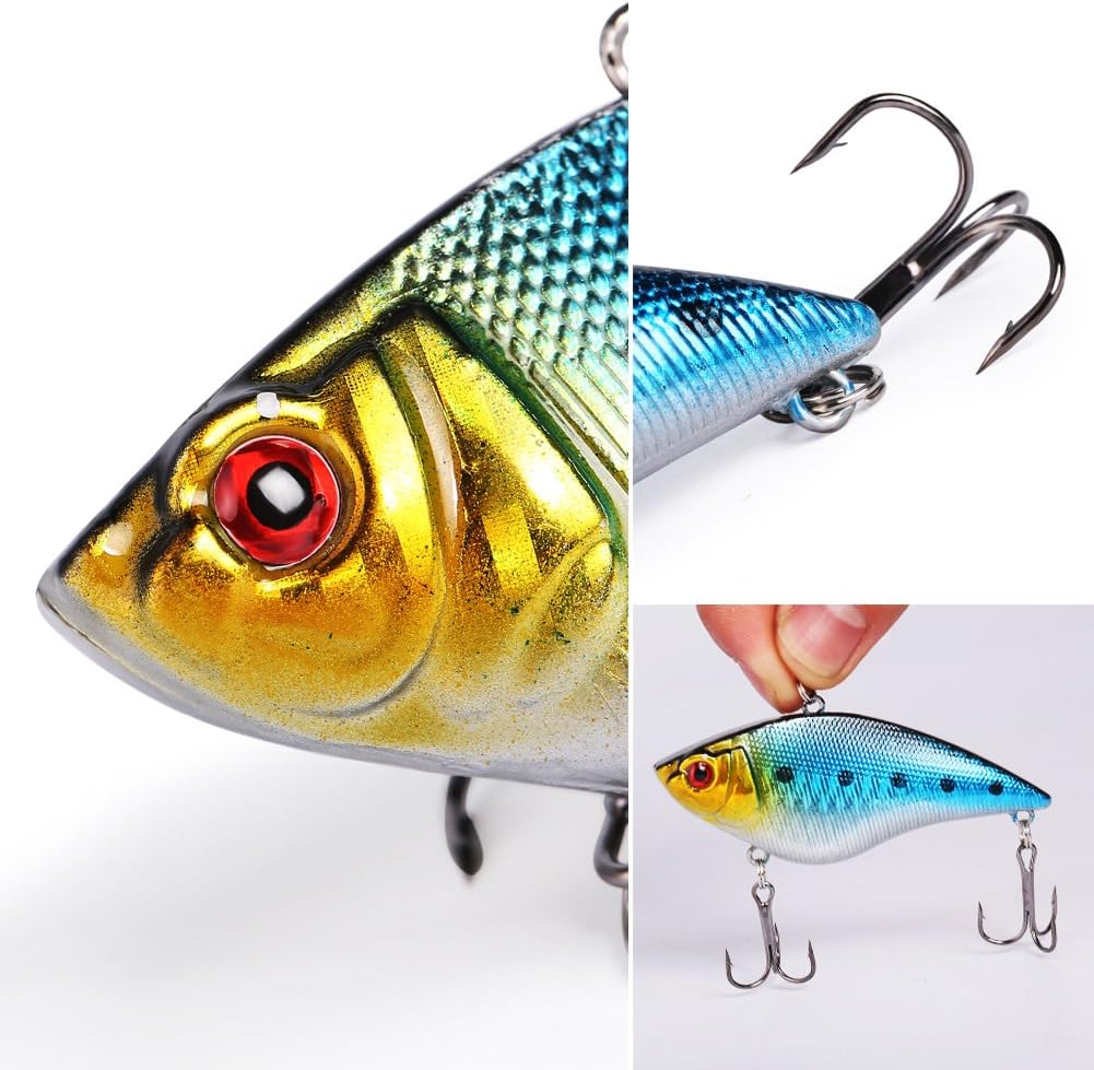 Sougayilang Fishing Lures - Life-Like Hard Bait Minnow VIB with Treble Hook | Perfect for Bass, Trout, Walleye