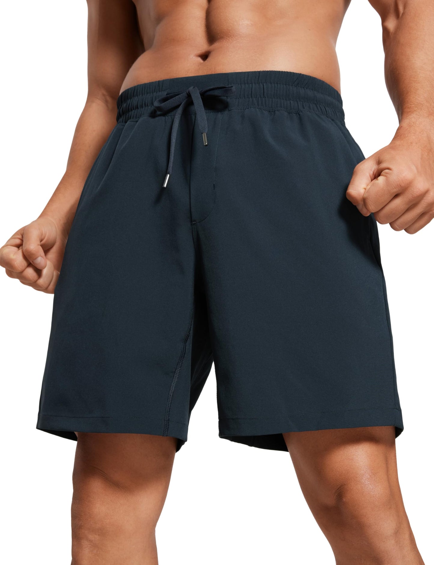 CRZ YOGA Men's Linerless Workout Shorts - 7'' Quick Dry for Running Sports Athletic Gym with Pockets True Navy Large