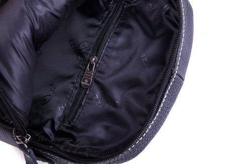 Chrysansmile Sling Bag for Men Black Crossbody Bags for Women Genuine Leather Cross Body Bag Mini Backpack for Travel Outdoor