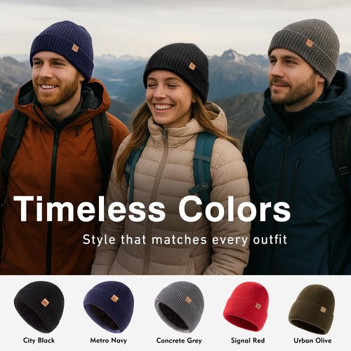 TOP-EX 100% Merino Wool Beanie Warm Winter Hat for Men & Women – Stretchy Thermal Knit Cap for Hiking Golf Running Travel Outdoor Grey L/XL