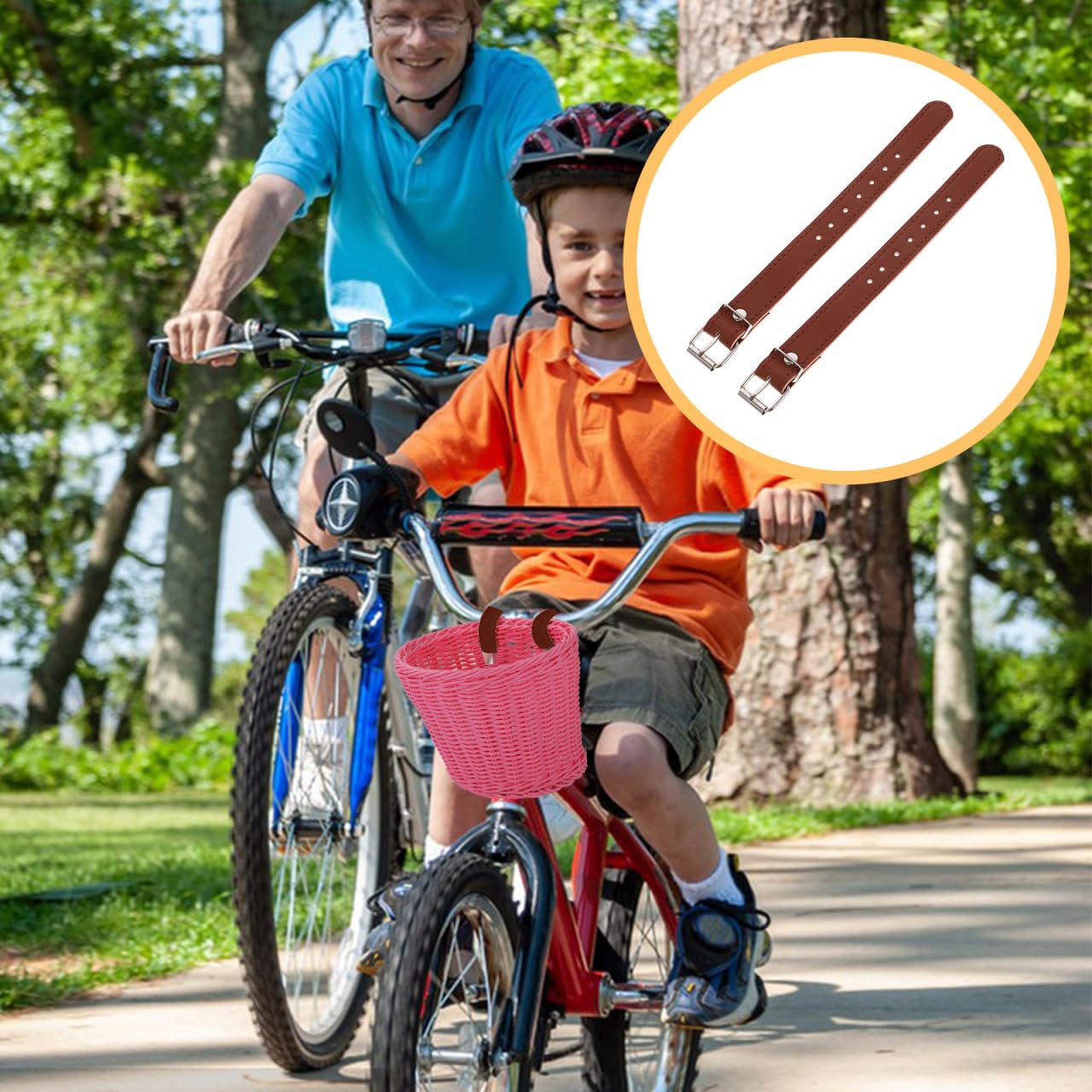 Toddmomy Adjustable Bike Basket Straps 2Pcs Pu Leather Front Handlebar Storage Belt for Bicycle Fastening Straps Outdoor Cycling Accessories 8.85In Length