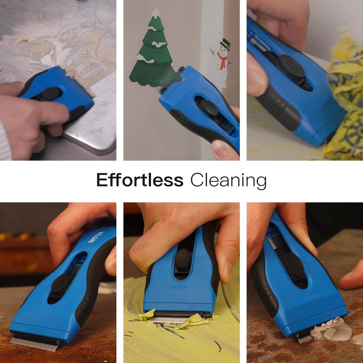 Nova Auto-load Razor Blade Scraper With 16 Extra Standard Razor Blades, Ergonomic Handle, Blades Storage, Cleaning Plastic Scraper Tool for Glass Stove Top, Paint, Window, Oven Door and Cooktop