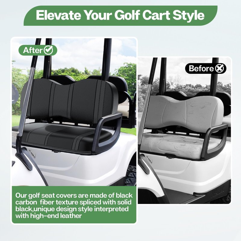 T TGBROS Golf Cart Seat Covers for Yamaha G29/Drive/Drive 2 OEM Ordinary Seat Cushion Golf Cart Front Seat Cover Kit Waterproof Vinyl Leather Breathable Anti-Scratch No Need Gun Nails