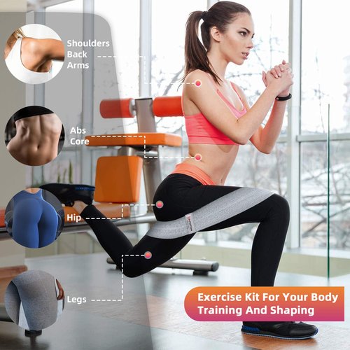 VAFOTON Booty Exercise Strap,Resistance Band Set for Women and Men,Home Gym Accessories,Non Slip Elastic Fabric Loop Equipment for Legs/Butt Training,Set of 4