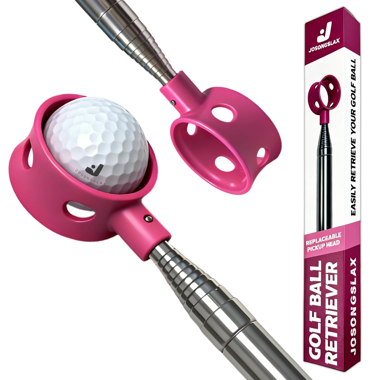 Josongslax Golf Ball Retriever Telescopic for Water, 9/12/15/20Ft GolfBall Grabber Tool, Golf Accessories Gifts for Women, Men & Golfers, Golf Balls Picker with Stainless Steel Shaft & Rubber Grip