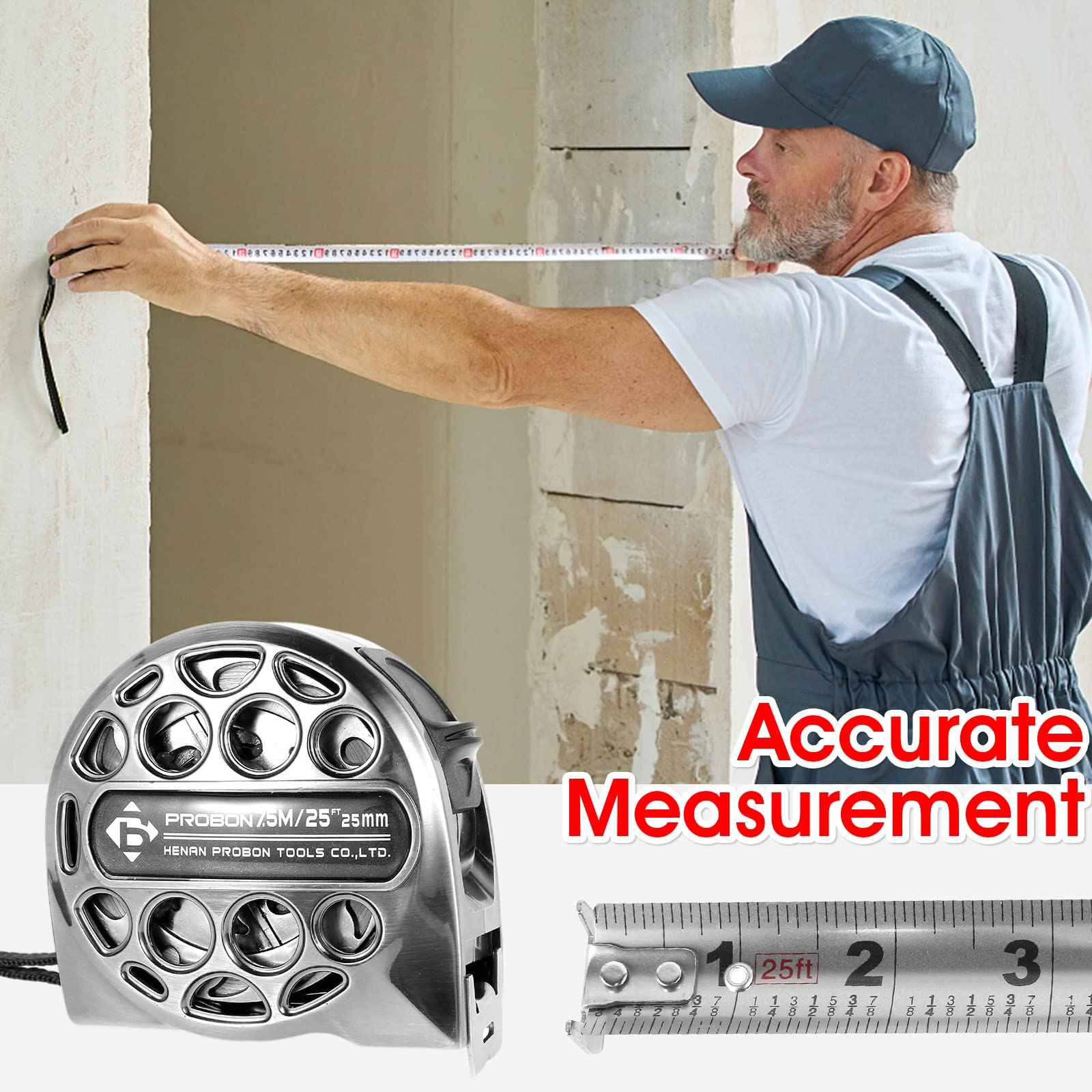 7.5M/25FT Stainless Steel Retractable Tape Measure with Double-Sided Scale, Manual Lock Measure Tape, Waterproof Anti-Fall Measure Ruler, Retractable Measure Ruler for Household Agricultural (1PCS)