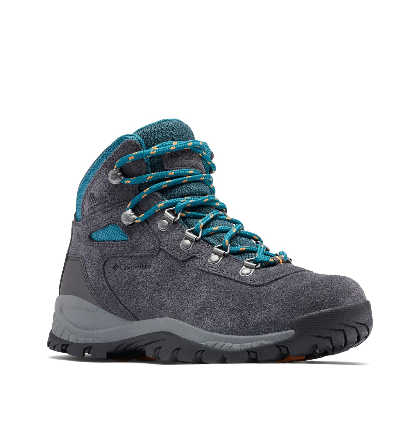 Columbia Womens Newton Ridge Plus Waterproof Amped, Shark/River Blue, 9.5