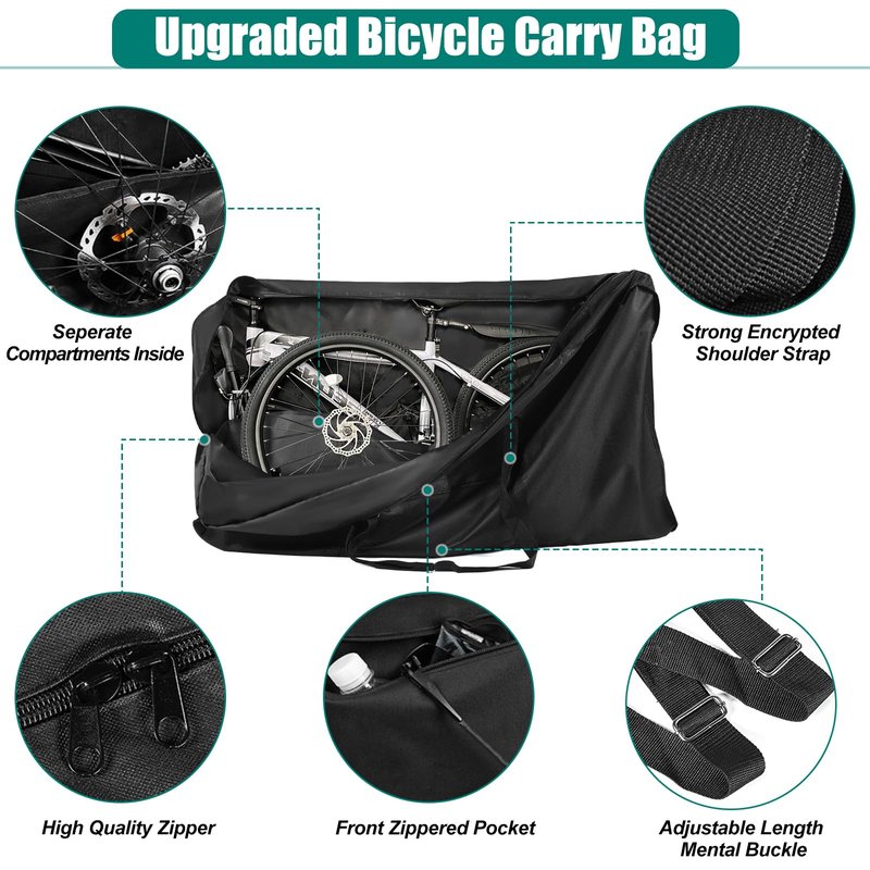 Bike Travel Bag Airplane for 26 inch to 29 inch Mountain Bicycle,Heavy Duty 840D MTB Bicycle Box Case with Strong Webbing for Air Travel Flights Waterproof,Bicycle Outdoor Storage Bag with Carry Bag
