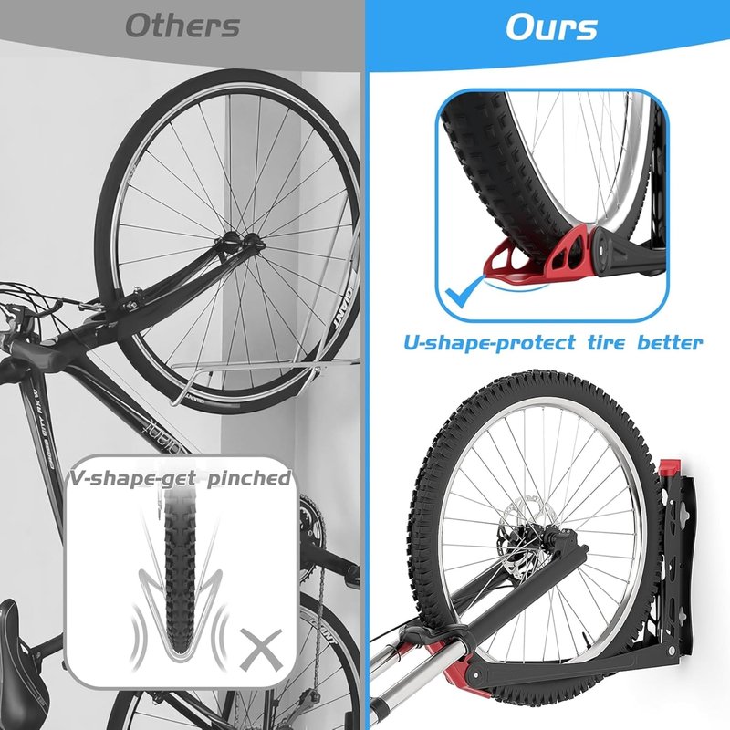 WALMANN BIKEPAL No Lifting Wall Mounted Swivel Bike Rack, Bike Wall Hangers for Garage Space Saving Vertical Bike Storage(1 Pack)