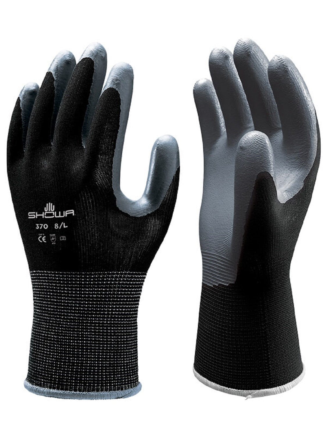 SHOWA 24 Pair Atlas 370 Black Work Gloves Size XL 370BXL-09 (2 Dozen)