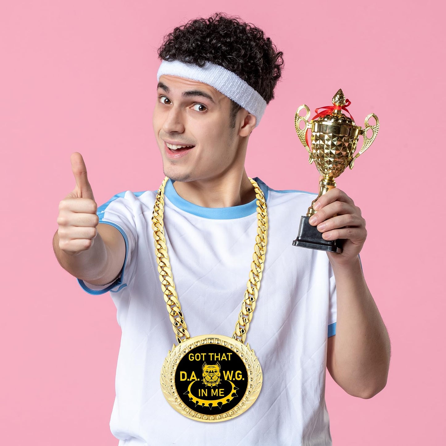 HCEWSBFD 1PCS Got That Dawg in Me Turnover Chain Medal Goat Trophy Necklace Champion Chain for Football MVP 6 Inch Big Gold Awards Fantasy Basketball Soccer Sports Competitions Athlete Prize Gifts