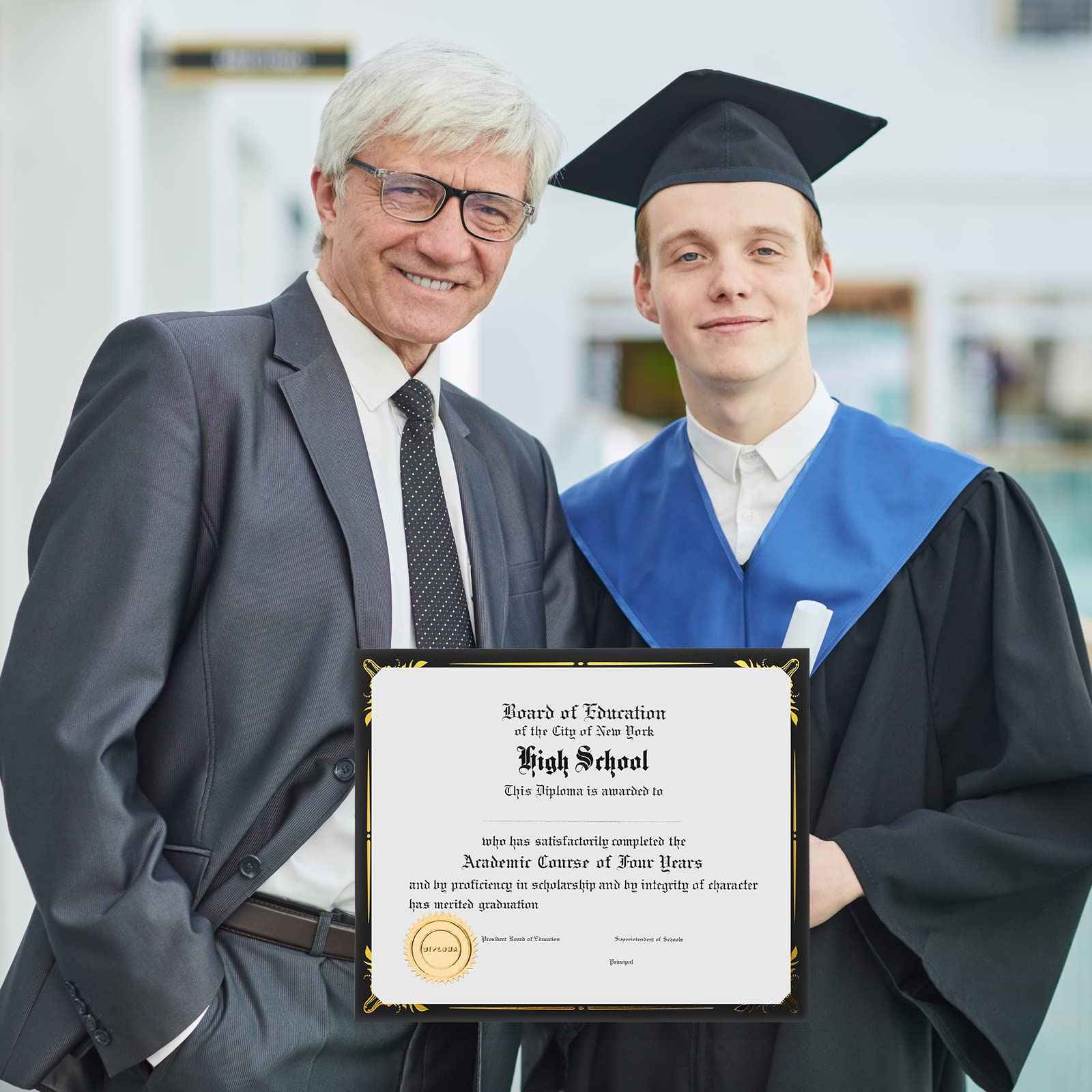 Fainne 100 Pcs Certificate Holder Foil Border 8.5 x 11 Inch Single Sided Award Certificates Cover for Letter Size Cardstock Document Paper Diploma Graduation School Marriage Supplies(Black)