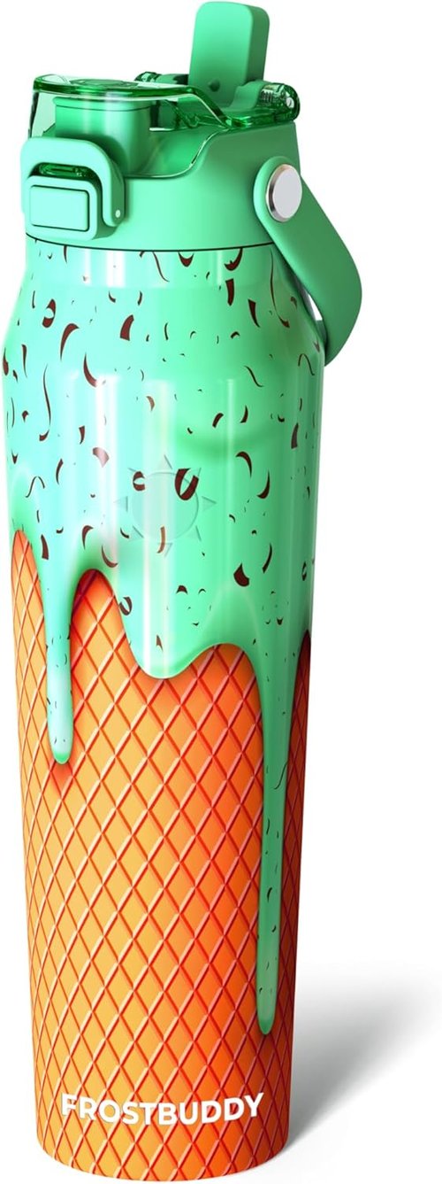 Frost Buddy 32oz Insulated Water Bottle - Leak-Proof Stainless Steel with Straw & Chug Lid | 24-Hour Cold Retention
