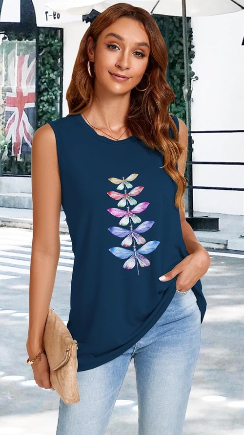 JOELLYUS Women's Casual Tank Tops - Sleeveless Crew Neck Tunic Shirt for Summer | Loose Fit